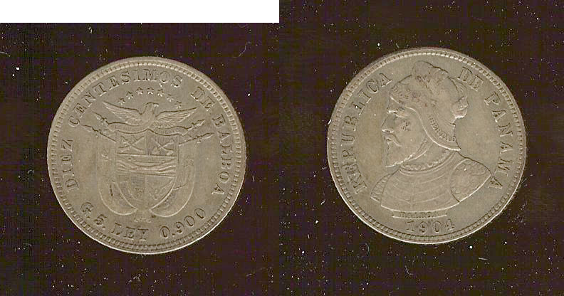 Panama 10 centesimos 1904 TTB+